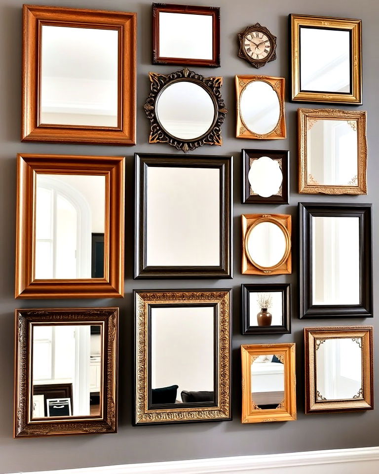 mirrors with layered or double framed designs - 25 Mirror Gallery Wall Ideas