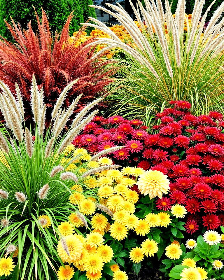 mix mums with ornamental grasses mix mums with ornamental grasses - 20 Mums Landscaping Ideas
