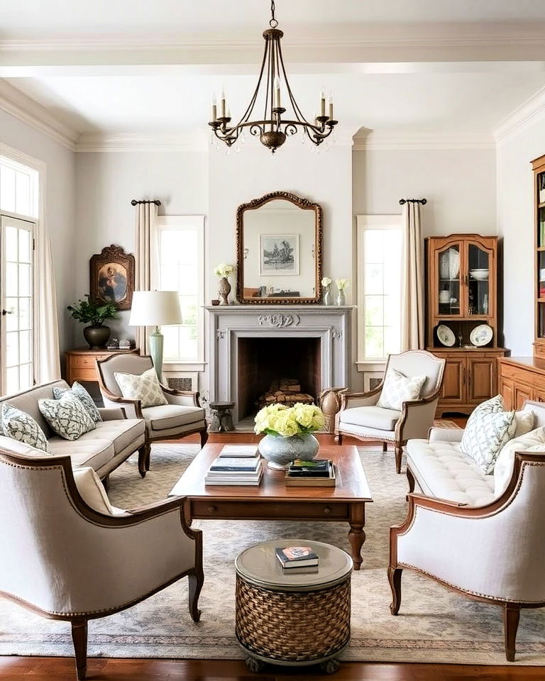 mix of old and new for eclectic style - 30 French Country Living Room Ideas