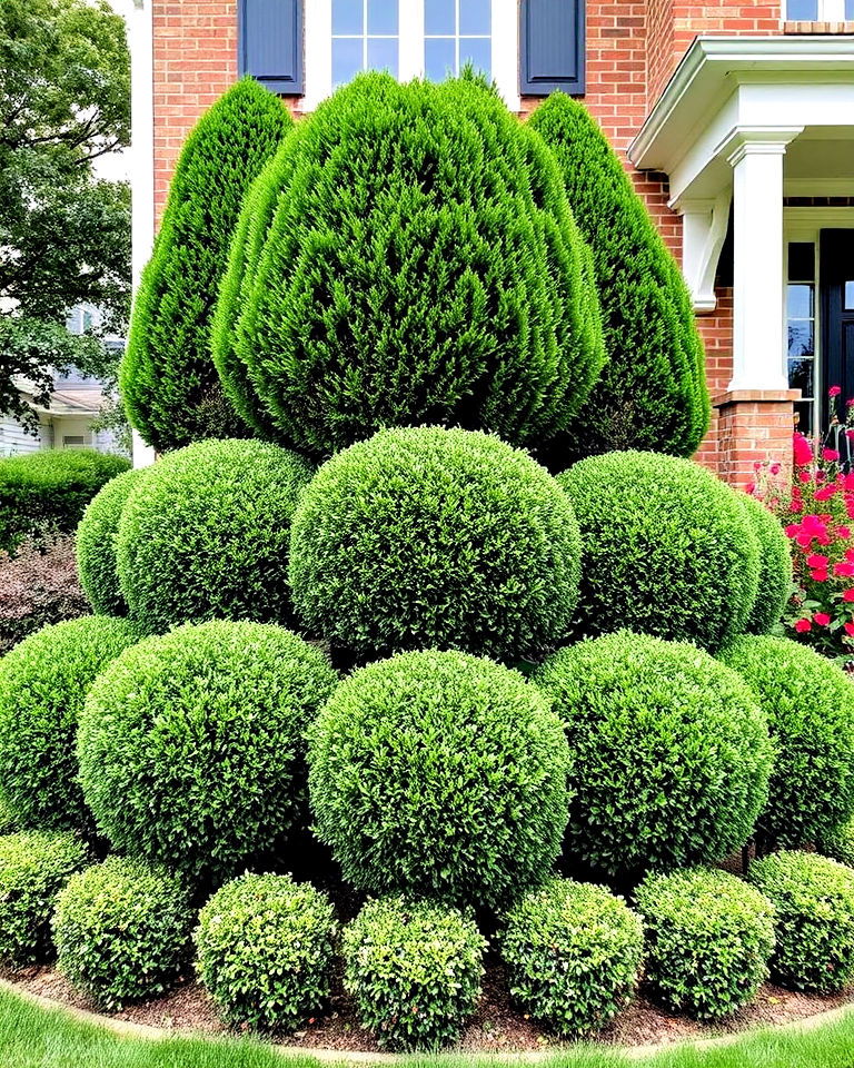 mixed height boxwood layers - 20 Front Yard Boxwood Designs