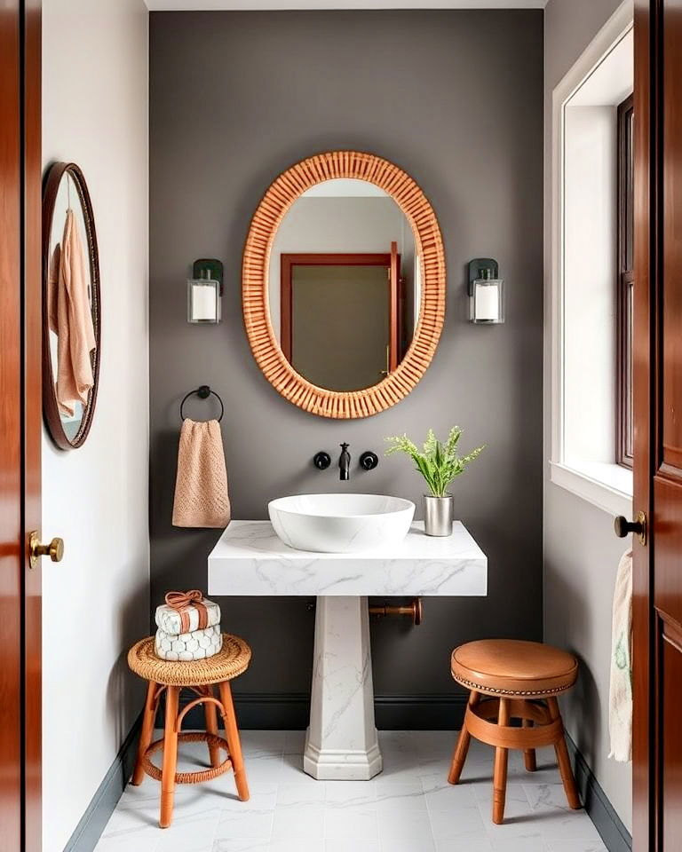 mixed material decor eclectic powder room mixed material decor eclectic powder room - 15 Eclectic Powder Room Ideas