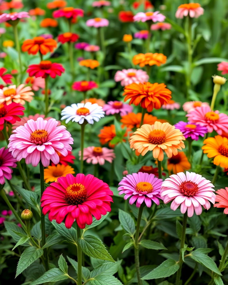 mixed variety zinnia garden - 20 Zinnia Garden Ideas