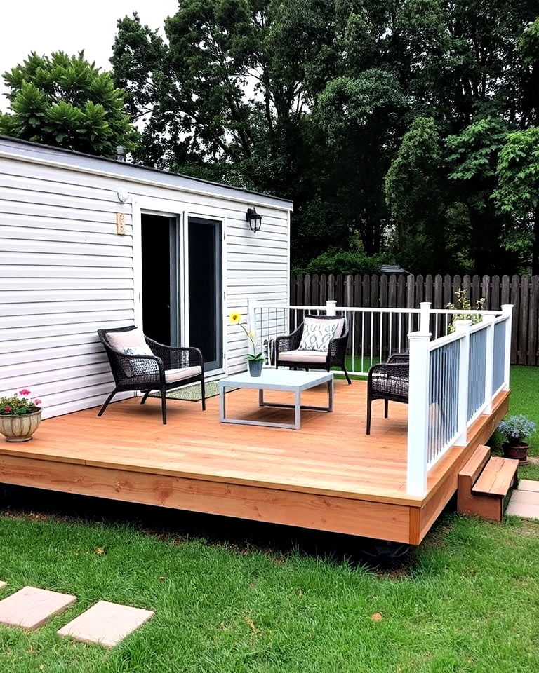 mobile home floating deck - 20 Mobile Home Deck Ideas