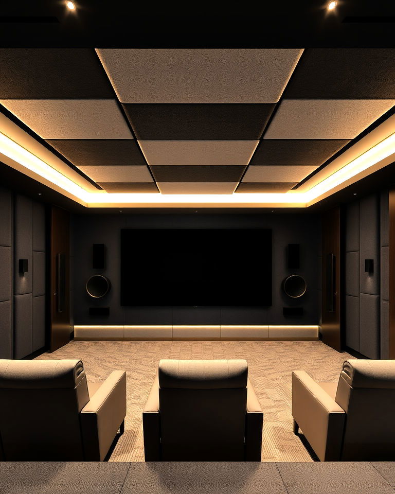 modern acoustic paneling for superior sound - 25 Modern Home Theater Ideas