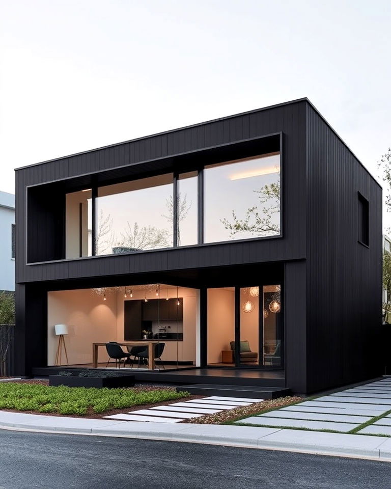 modern and minimalist box style home - 30 Modern Black Houses