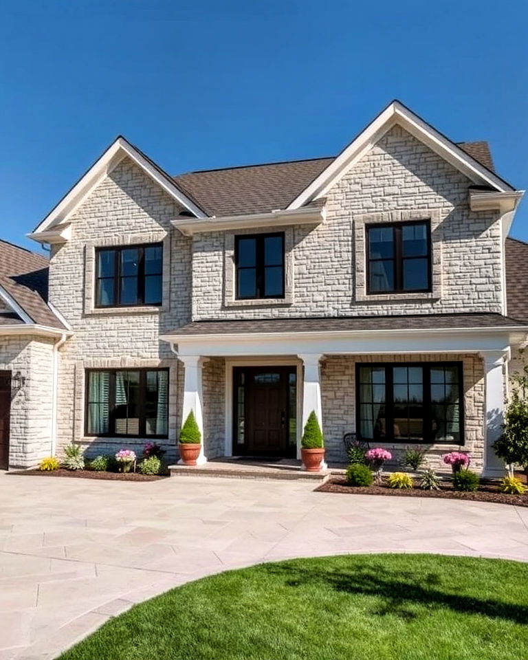modern and sleek ashlar stone home exterior - 25 Types of Exterior House Stone