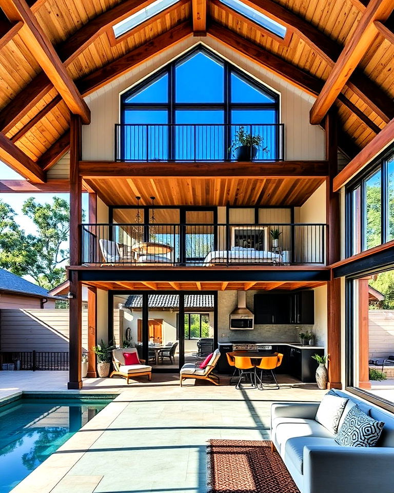 modern barn style pool house - 20 Two Story Pool House Ideas