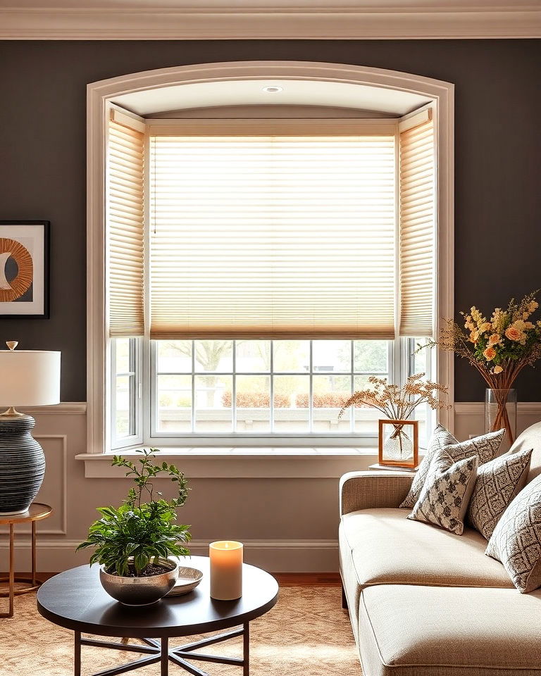 modern bay window cellular shades - 30 Bay Window Treatment Ideas