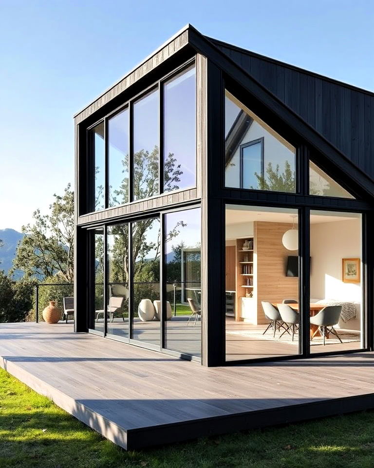 modern black house with sliding glass doors - 30 Modern Black Houses