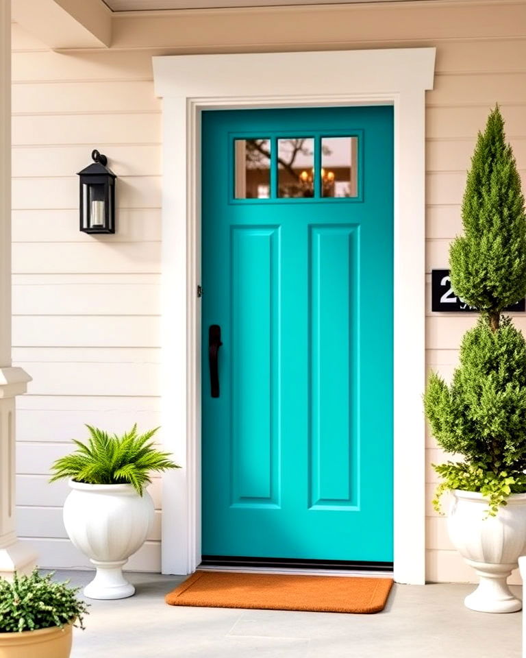 modern bold and bright teal door - 25 Teal Front Door Ideas