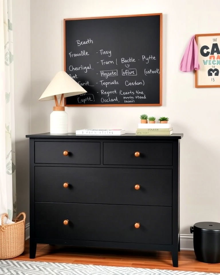 modern chalkboard painted dresser - 35 Painted Dresser Ideas