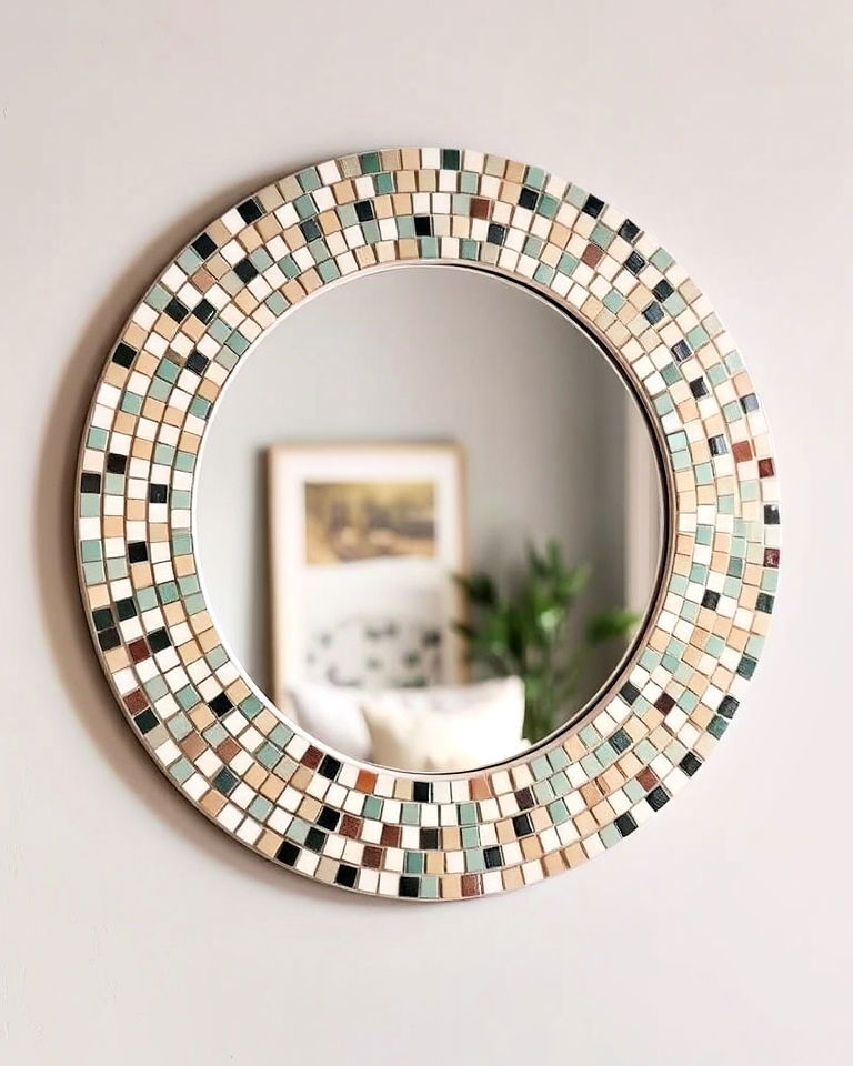 modern circular mosaic mirror - 15 Mosaic Mirror Ideas