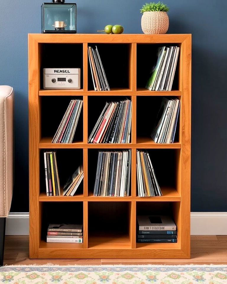 modern compact cubby unit for vinyl record - 25 Vinyl Record Storage Ideas