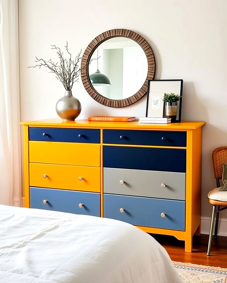 modern dresser bold color blocking - 35 Painted Dresser Ideas