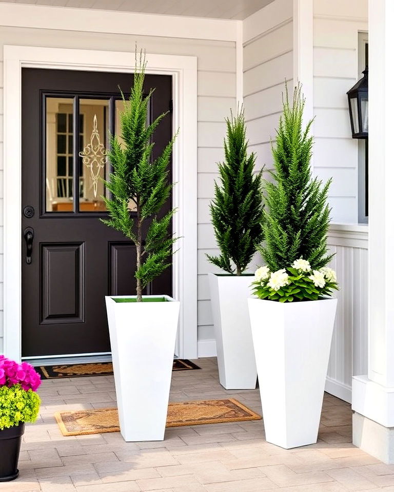modern fiberglass tall planters for front porch - 20 Tall Planters for Front Porch