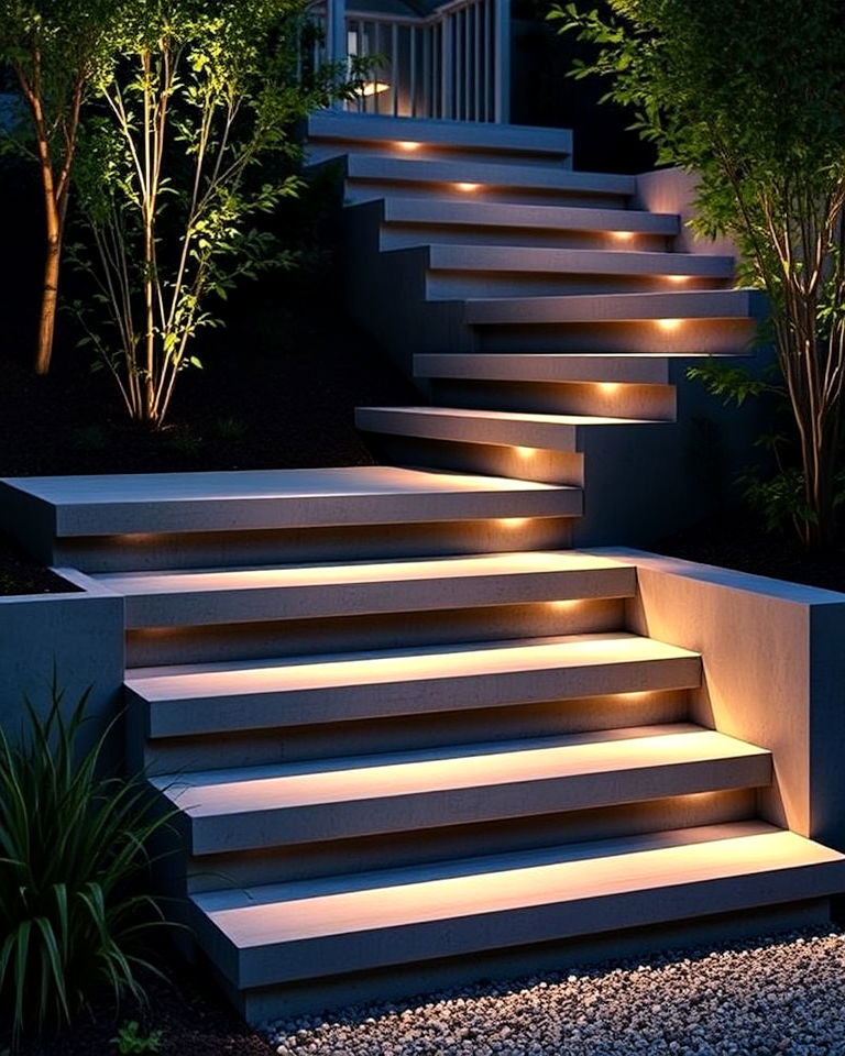 modern floating concrete steps - 20 Garden Stairs Ideas
