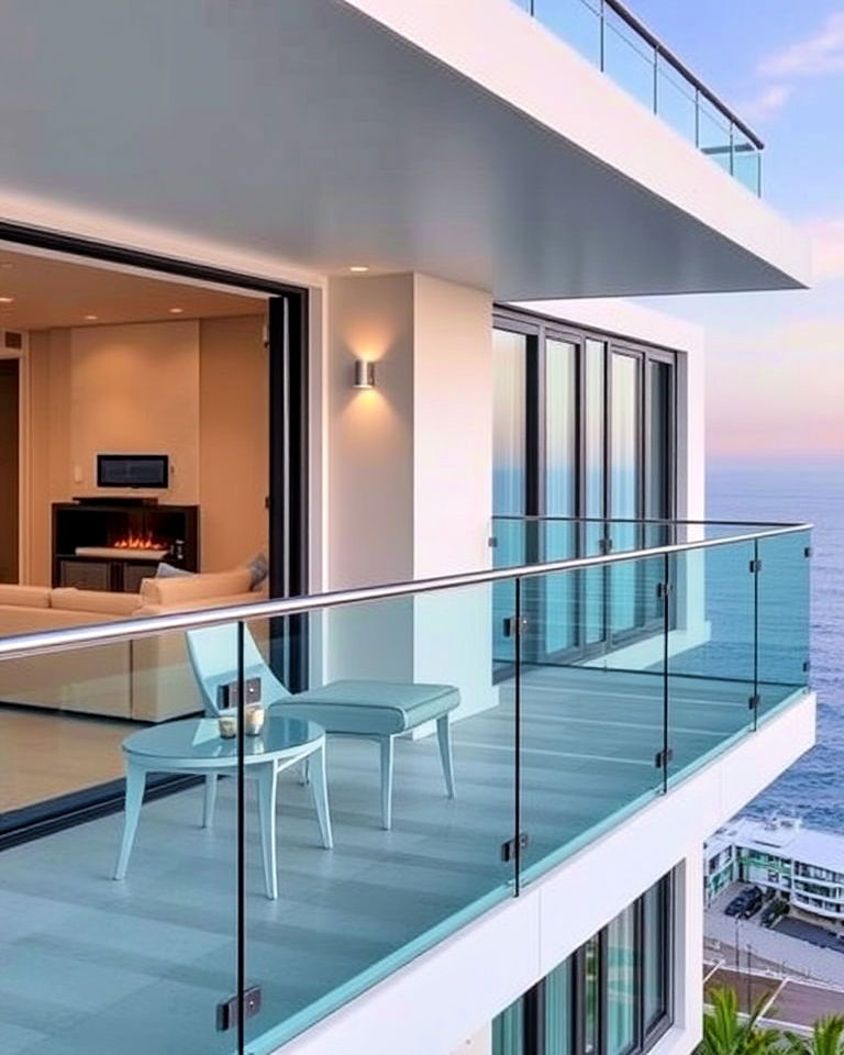 modern frameless glass balustrades - 20 Glass Balcony Design Ideas