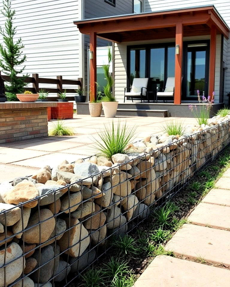 modern gabion basket edging - 20 Patio Edging Ideas