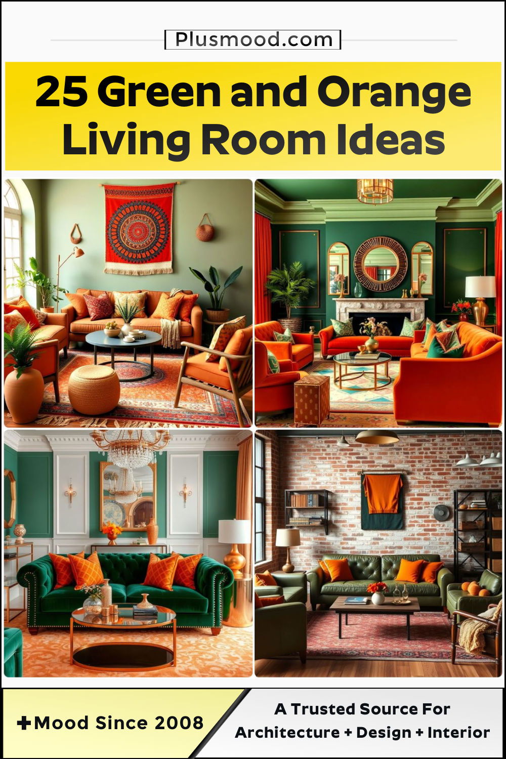 modern green and orange living room ideas