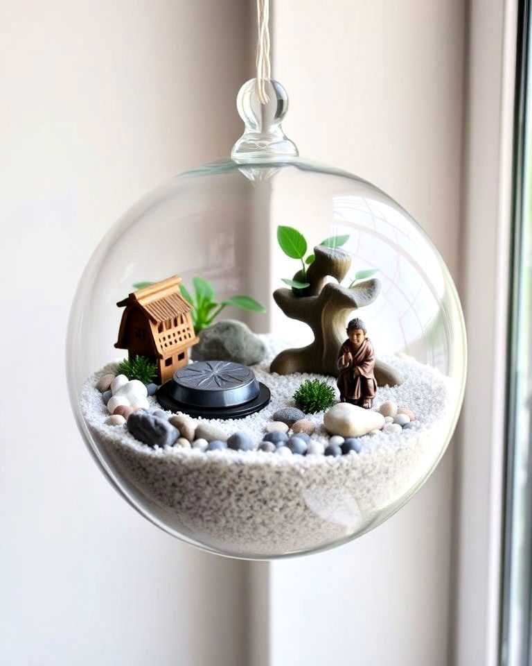 modern hanging terrarium zen garden - 15 Small Zen Garden Ideas