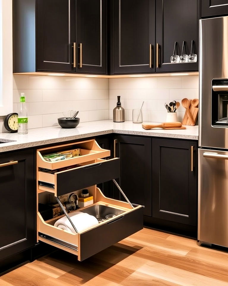 modern install corner drawers for kitchen - 15 Awkward Kitchen Corner Ideas