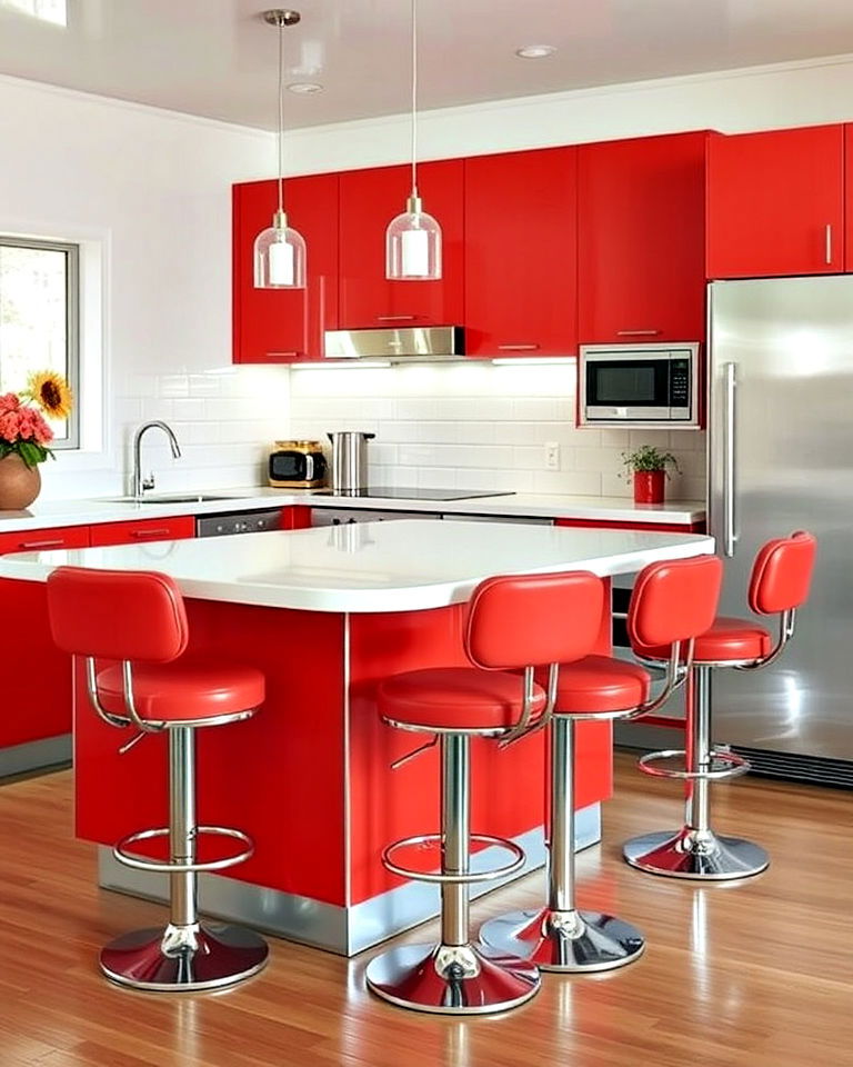 modern look chrome accents in 1960s kitchen - 15 1960s Kitchen Ideas