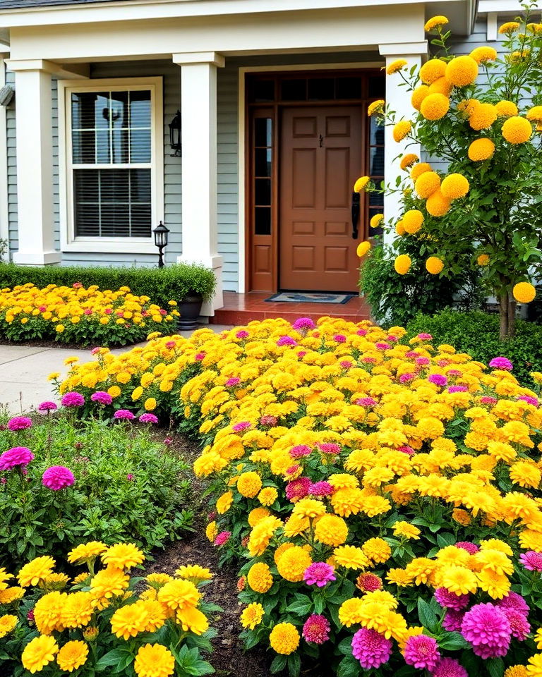 modern look monochromatic lantana theme - 15 Front Yard Lantana Landscaping Ideas