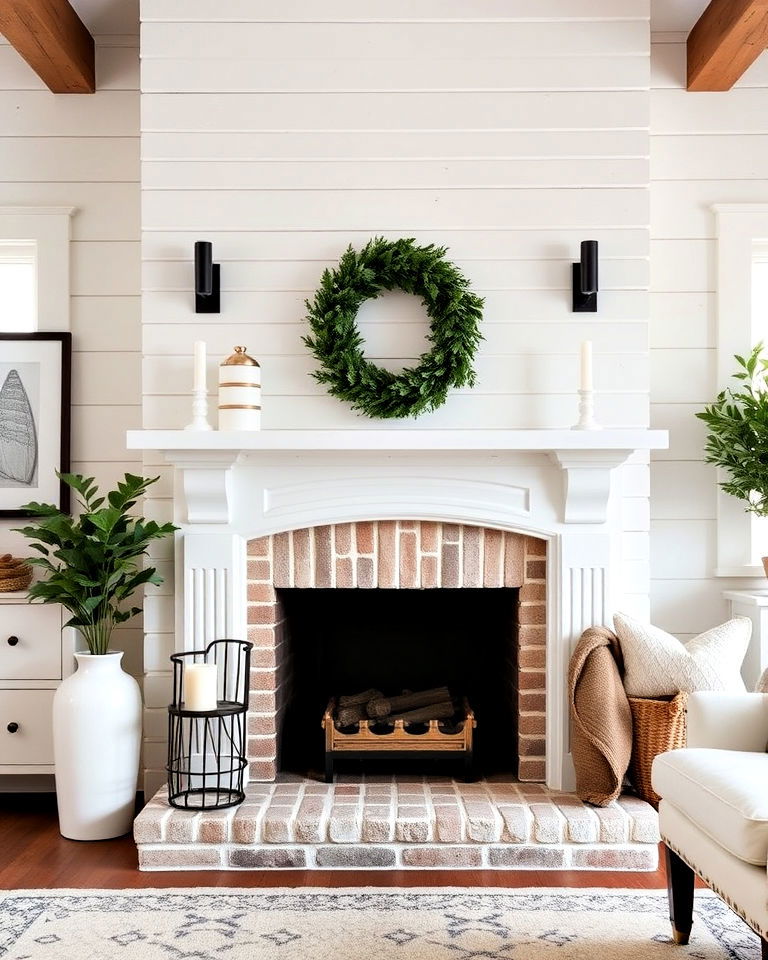 modern look white painted fireplace - 20 White Interior Design Ideas