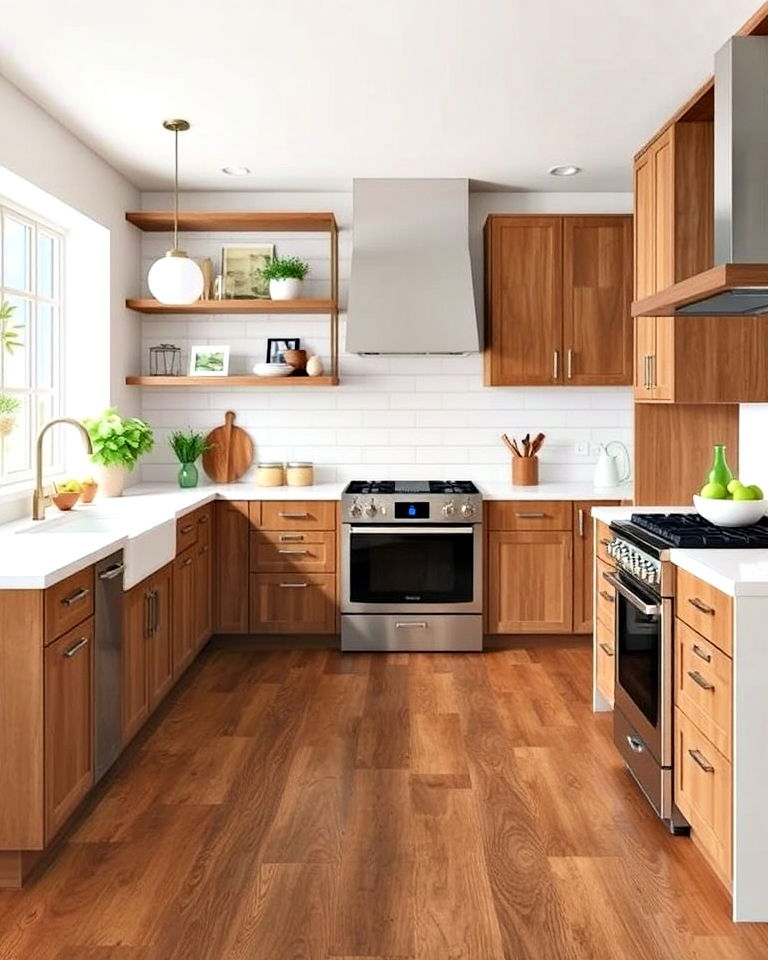 modern look wide plank vinyl flooring - 25 Vinyl Kitchen Flooring Ideas