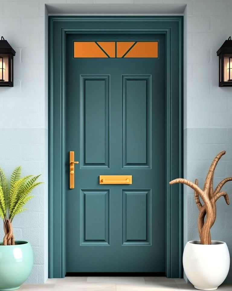 modern matte teal finish teal front - 25 Teal Front Door Ideas