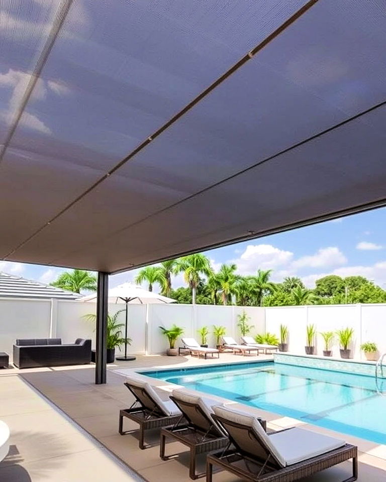 modern mesh fabric canopy modern mesh fabric canopy - 20 Pool Canopy Ideas