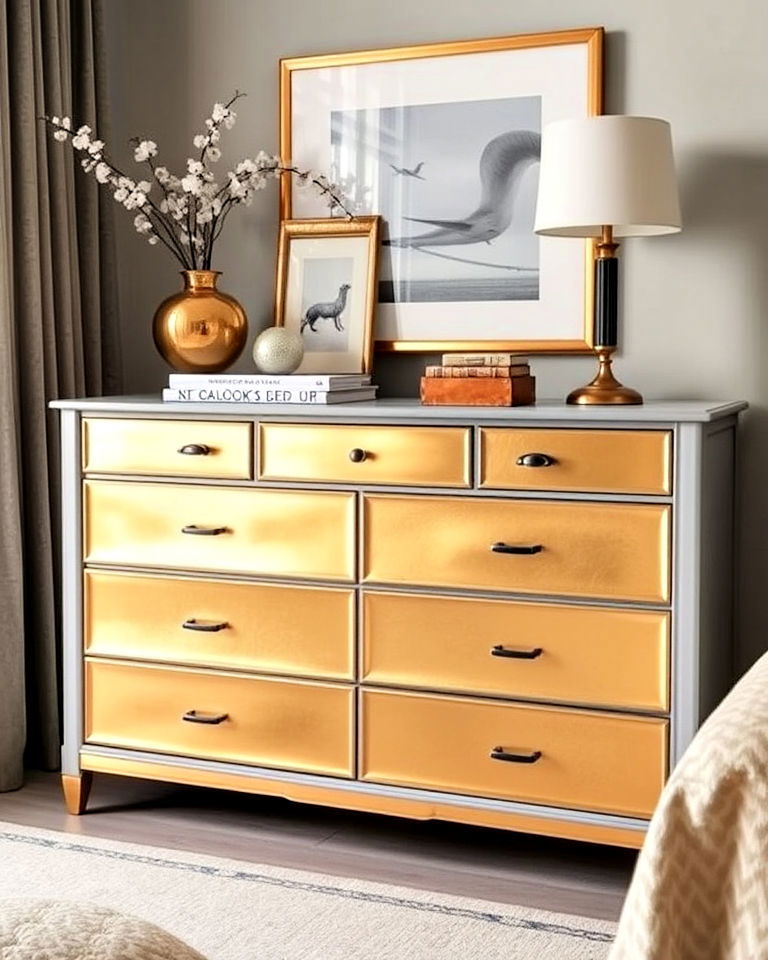 modern metallic painted dresser - 35 Painted Dresser Ideas