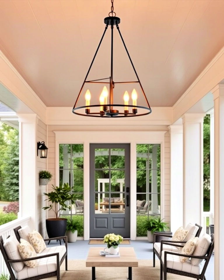 modern minimalist chandelier - 15 Front Porch Chandelier Ideas