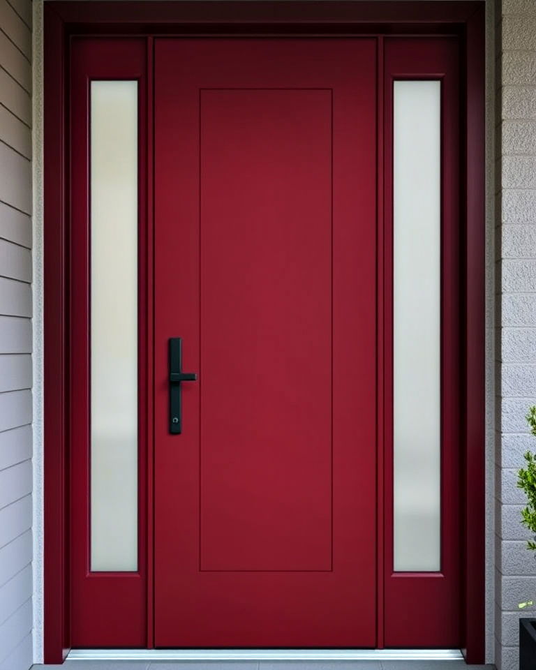 modern minimalist dark red front door - 20 Dark Red Front Door Ideas