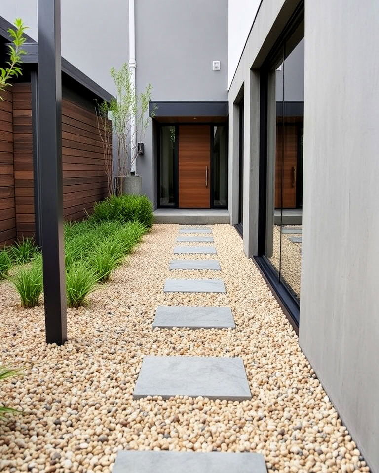 modern minimalist pea gravel walkway design - 20 Pea Gravel Walkway Ideas