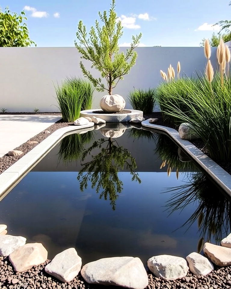 modern minimalist reflective pond - 15 Front Yard Pond Ideas