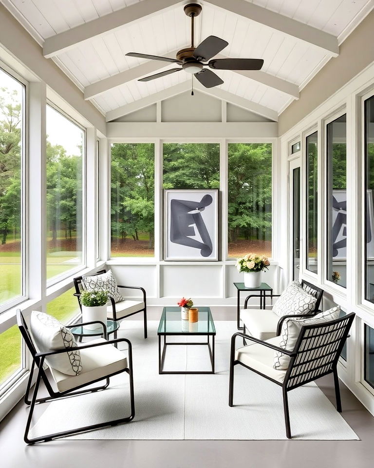 modern minimalist screened in porch - 20 Screened-in Front Porch Ideas