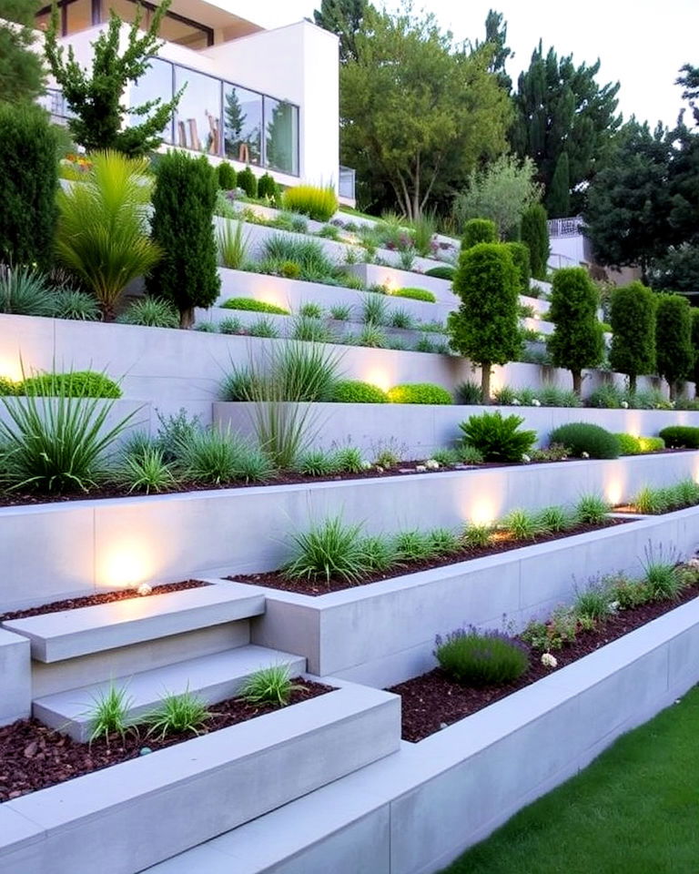 modern minimalist terraces garden - 15 Hillside Terraced Garden Ideas