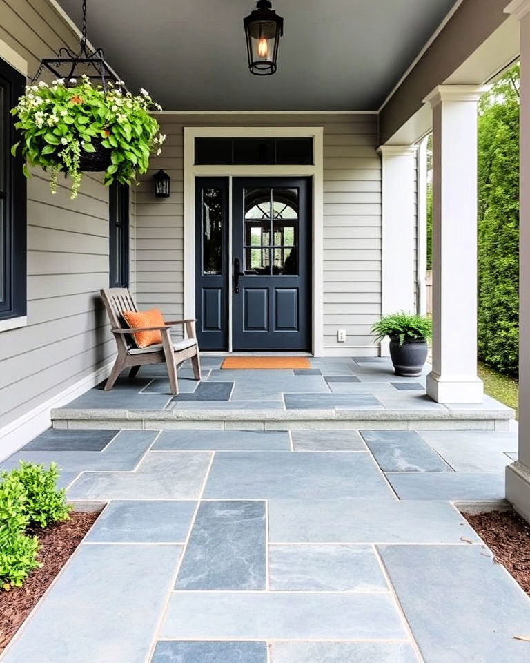 modern mixed bluestone and concrete - 15 Bluestone Front Porch Ideas