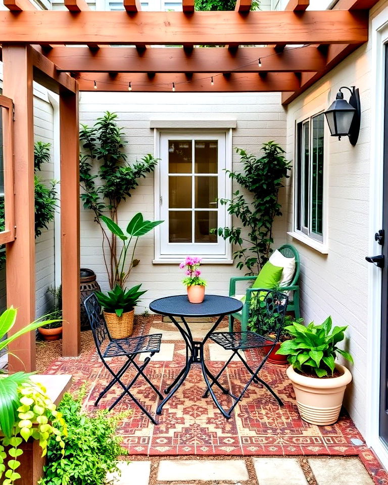 modern outdoor bistro set - 25 Front Yard Courtyard Ideas