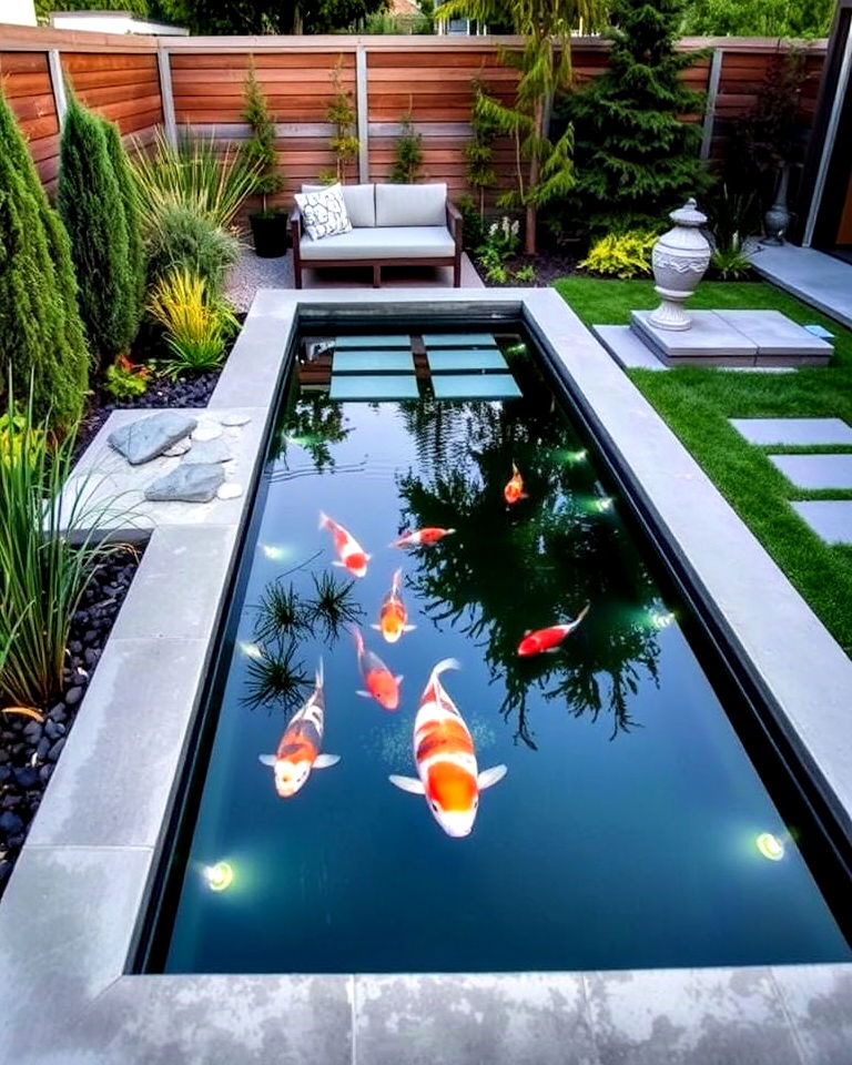 modern rectangular pond - 15 Small Koi Pond Ideas