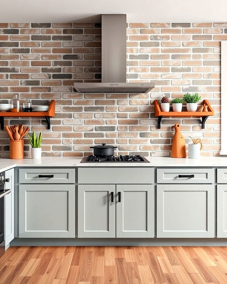modern rustic kitchen brick backsplash - 25 Modern Rustic Kitchen Ideas