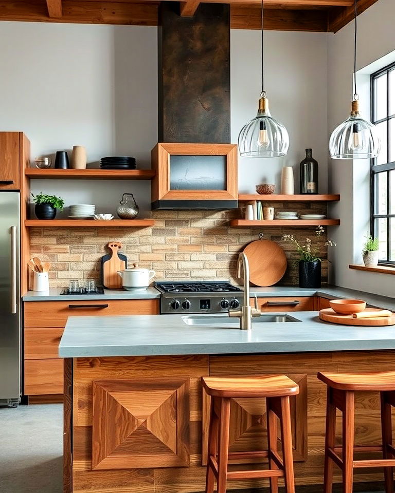modern rustic kitchen concrete countertop - 25 Modern Rustic Kitchen Ideas