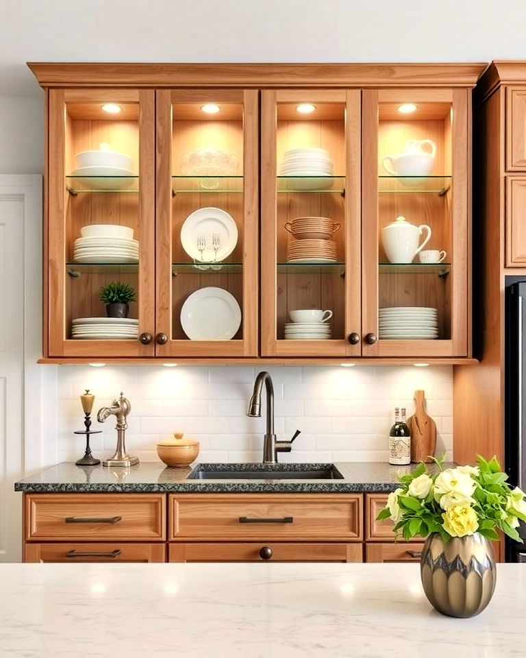 modern rustic kitchen glass front cabinets - 25 Modern Rustic Kitchen Ideas