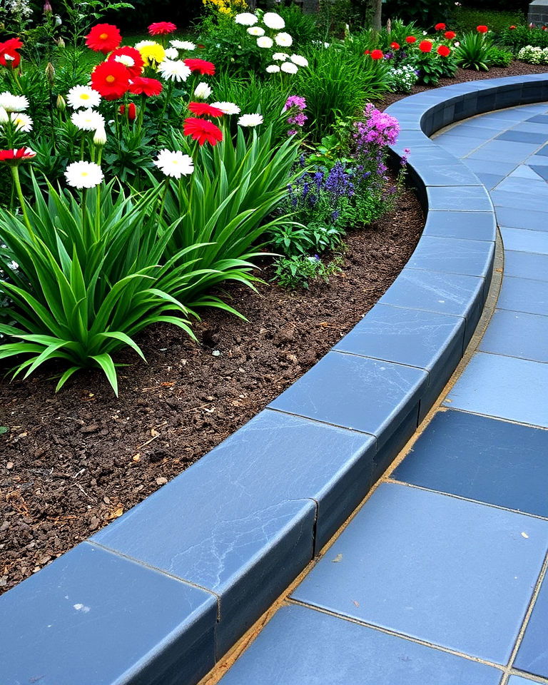 modern slate stone garden edging - 25 Stone Garden Edging Ideas