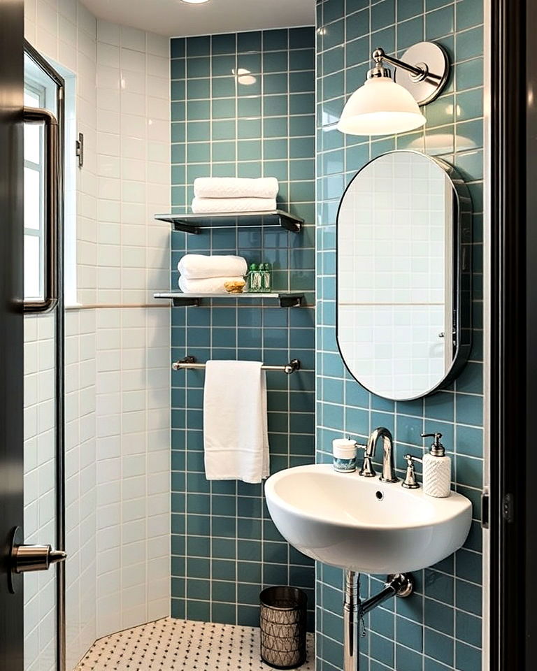 modern stainless steel accents for bathroom - 25 1950s Bathroom Ideas