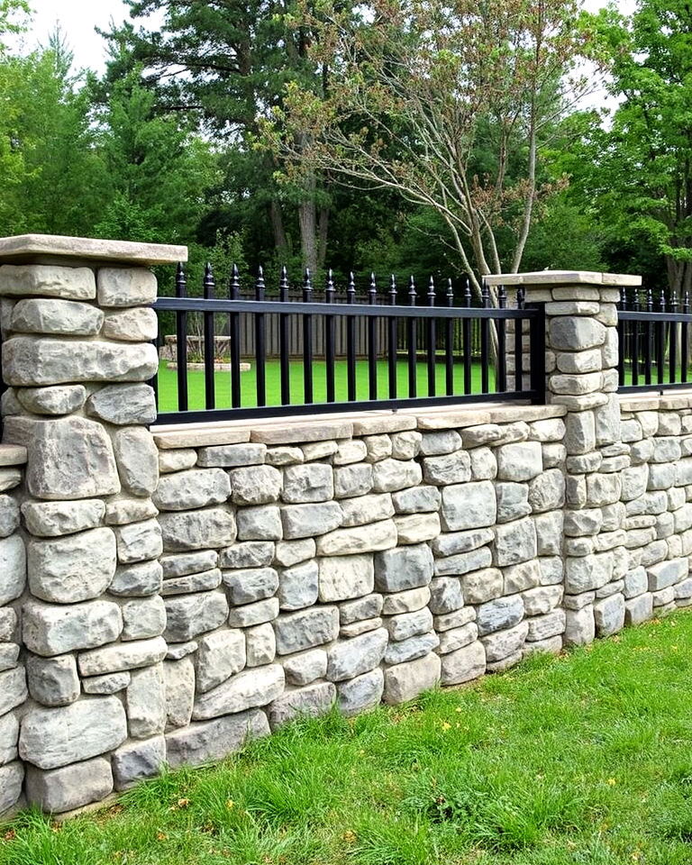 modern stone fence - 40 Types of Fences