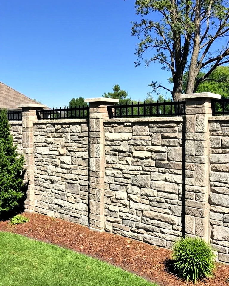 modern stone veneer fence - 40 Types of Fences