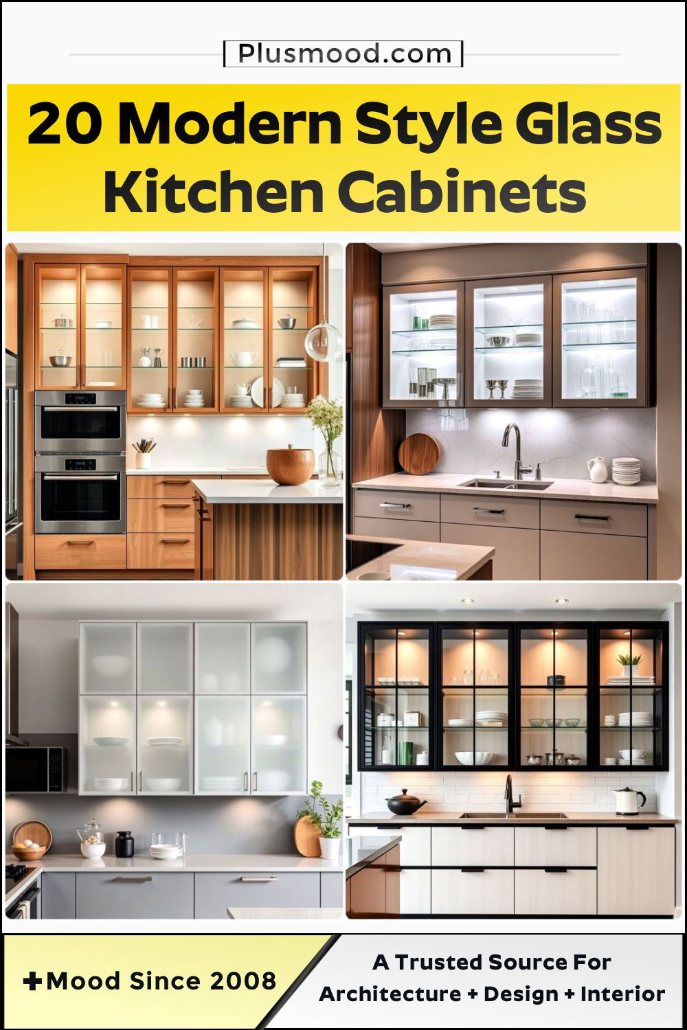 modern style glass kitchen cabinets idea
