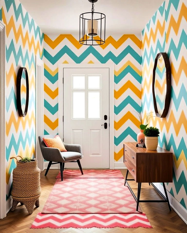 modern touch choose chevron wallpaper - 30 Entryway Wallpaper Ideas